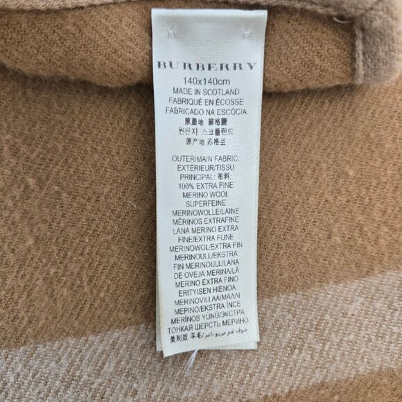 Burberry Charlotte Reversible Solid to Check Wool Poncho Cape One Size - Picture 9 of 11